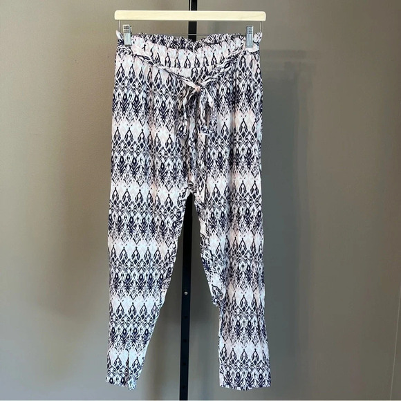 Eberjey Ikat Tie Waist Lounge Pants Black Pink Multi S/M NWT Casual Beach Swim - Picture 1 of 5